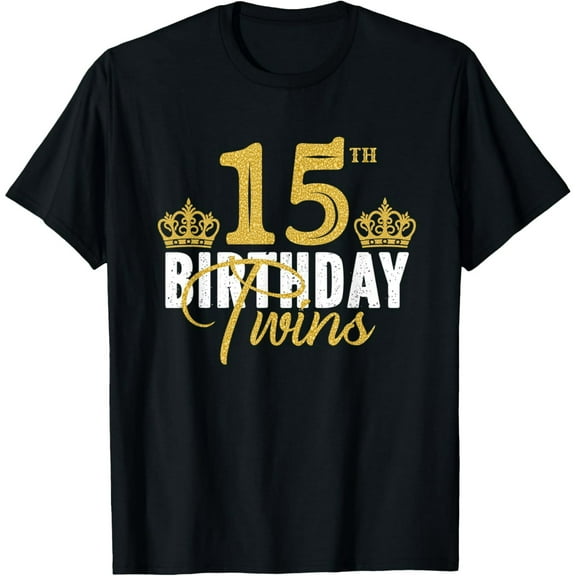 15th Birthday Twins 15 Years Old Party Idea For Boy And Girl T-Shirt