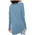 thumbnail image 4 of Causal Summer Women Tshirts Long Sleeve Round Neck Basic Solid Color Thumbhole Tunic Loose Fit Tees, 4 of 5