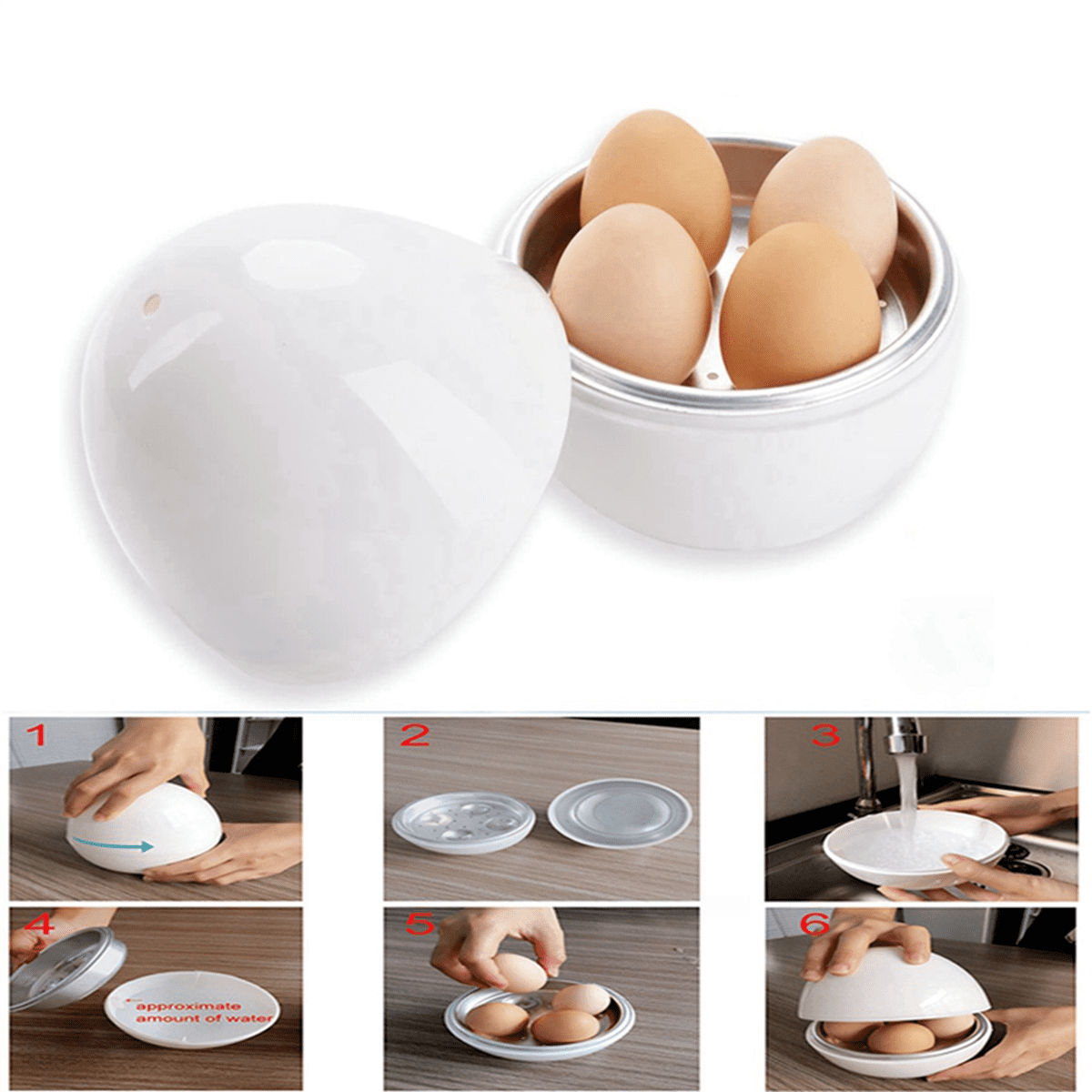 3X Egg Pod - Microwave Egg Boiler Cooker Egg Steamer Perfectly  Eggs and Detaches the Shell