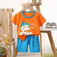 thumbnail image 3 of Toddler Boys Summer Outfit Sets Short Sleeve Cartoon Graphic Print T-shirts Tops and Pocket Shorts Boys' Outfit Set, 3 of 5