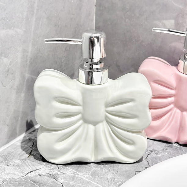 Elegante botella de emulsión de cerámica con lazo grande, perfecta for jabón de manos, gel de baño y líquidos de cocina.