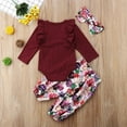 thumbnail image 2 of Canis Newborn Baby Girls Cotton Tops Romper Floral Pants 3Pcs Outfits Set Clothes, 2 of 5