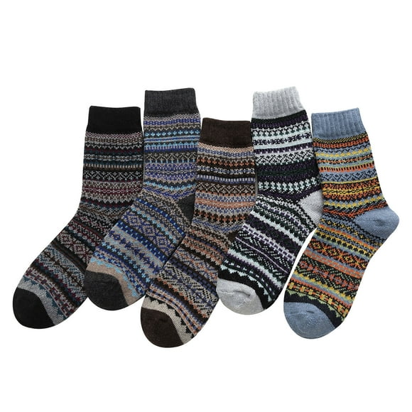 Womens Wool Socks Winter 5 Pack Womens Socks Vintage Winter Soft Warm Cold Knit Wool Socks