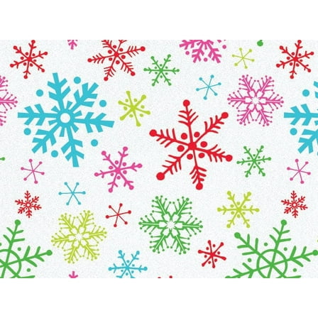 Pack Of 120, Bright Snowflakes Recycled Christmas Printed Tissue Paper 20" X 30" Sheets Half Ream Made In USA