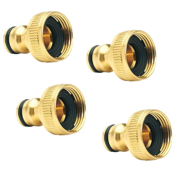 4Pcs Garden Hose Quick Connect Solid Brass Quick Connector Garden Hose Fitting Water Hose Connectors 3/4 inch GHT
