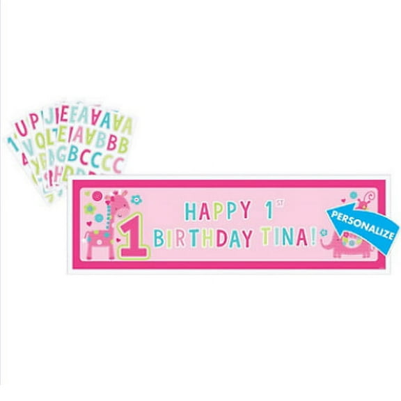 1st Birthday 'One Wild Girl' Giant Customizable Banner Kit (1ct)