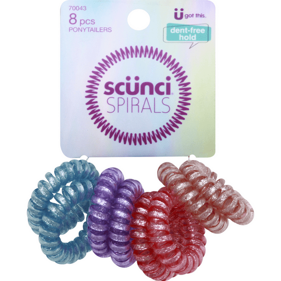 PONIES SPIRAL GLITTER 4CM 8PK