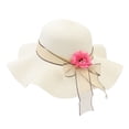 thumbnail image 2 of Mdesiwst Flower Decor Lace-up Bowknot Round Dome Sun Hat Women Big Wave Brim Floppy Straw Hat Fashion Accessories, 2 of 7