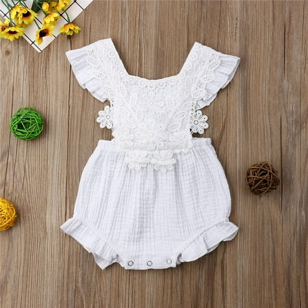 

Colofity Sleeveless Newborn Baby Girl Ruffle Lace Romper Jumpsuit Outfit Clothes 0-18M