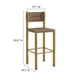 thumbnail image 4 of Bar Chair Barstool, Set of 2, Natural Brown, Wicker Rattan, Aluminum, Outdoor Patio Balcony Cafe Bistro Garden Hospitality Restaurant, Modern Contemporary, HB37358, 4 of 11
