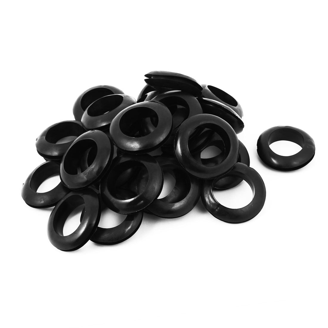 29mm Dia Double Sides Rubber Wire Grommets Gasket Ring Cable Black 30