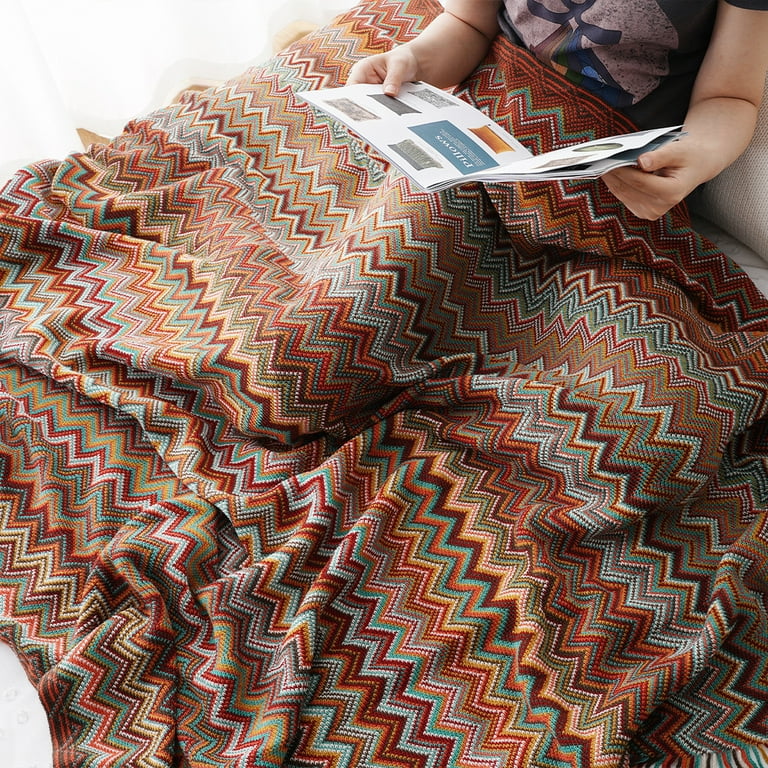 Battilo Boho Throw Blanket,Rust Red Throw Blankets for Couch Bed