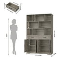 thumbnail image 6 of Hiphuta 71"Tall Bookcases with Drawers & Doors, 47” Wide Large Bookshelf for Home Office 6-Tier Bookshelf , Wooden Book Storage Cabinet for Home Office Living Room, Ash Gray, 6 of 7