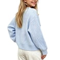 thumbnail image 6 of Cardgigan Sweaters For Teen Girls Cable Knit Embroidered Cute Long Sleeve Knit Tops Kids Button Down Fall Cardigans, Light Blue Size 8-9 Years, 6 of 6