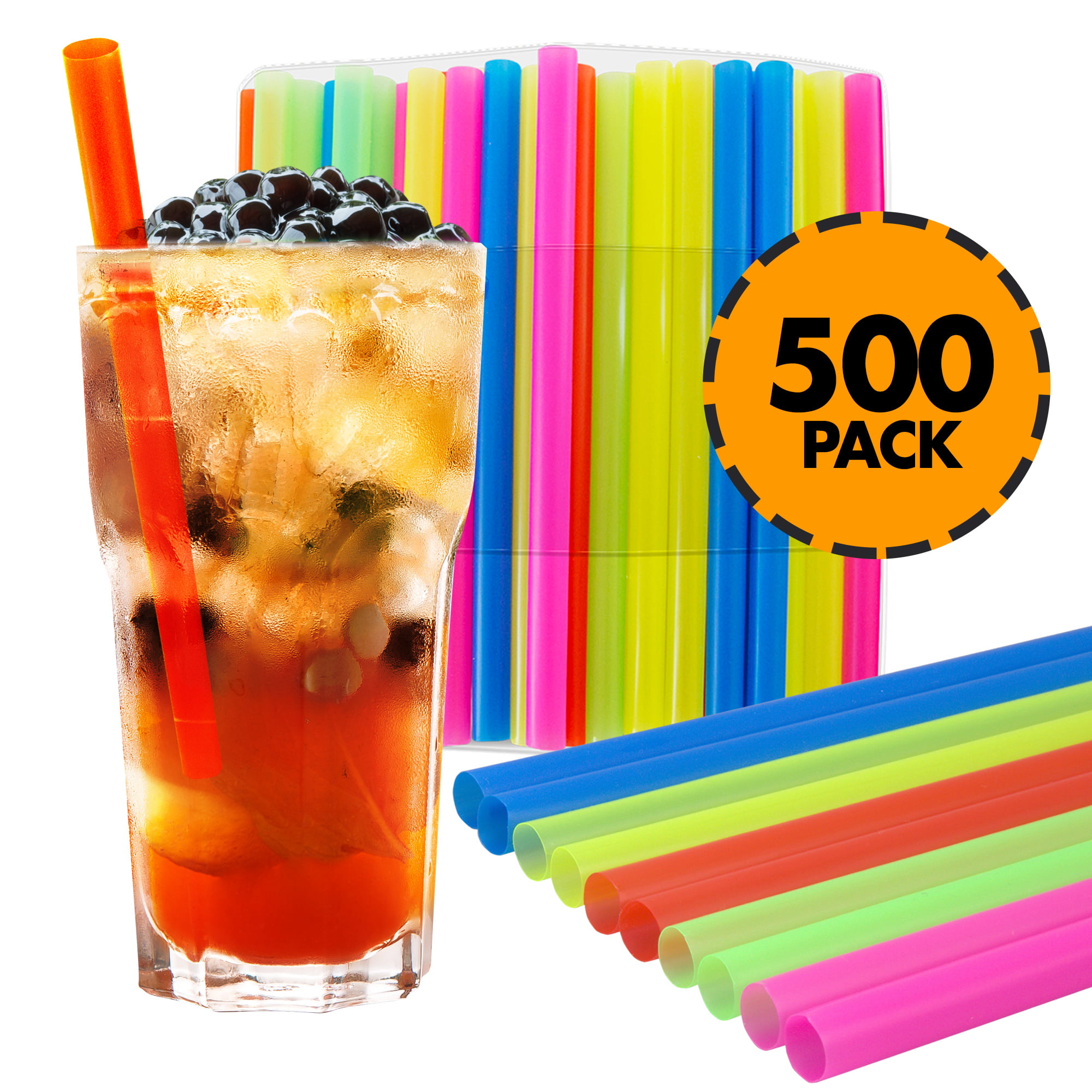 GFDesign Super Big Drinking Straws Set 12 Extra Long 1/2 Extra Wide Reusable 304 Food-grade 18/8 Stainless Steel for Frozen Drinks Boba Bubble Tea