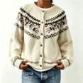 thumbnail image 3 of Fair Isle Cardigan for Women, Jacquard Knit Button Down Crewneck Long Sleeve, Fall Vintage Casual Soft Sweater S-3XL, 3 of 5