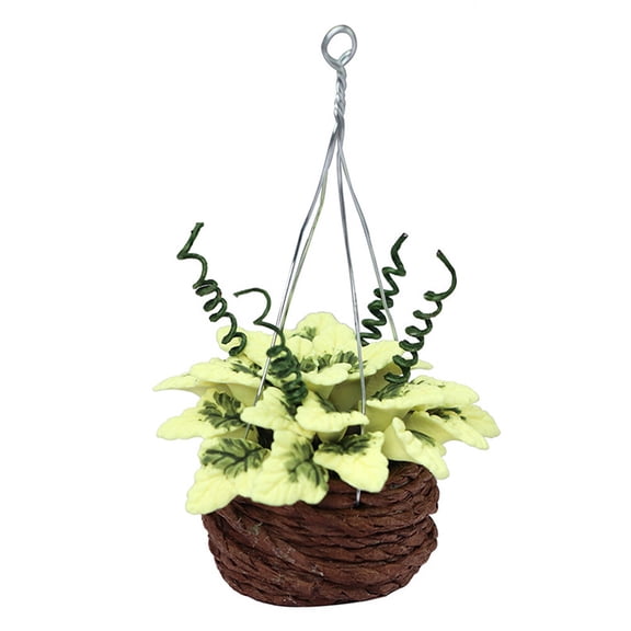 Simulation Basket Artificial Plant Hanging Fake Vintage Decor Doll House Scene Rattan