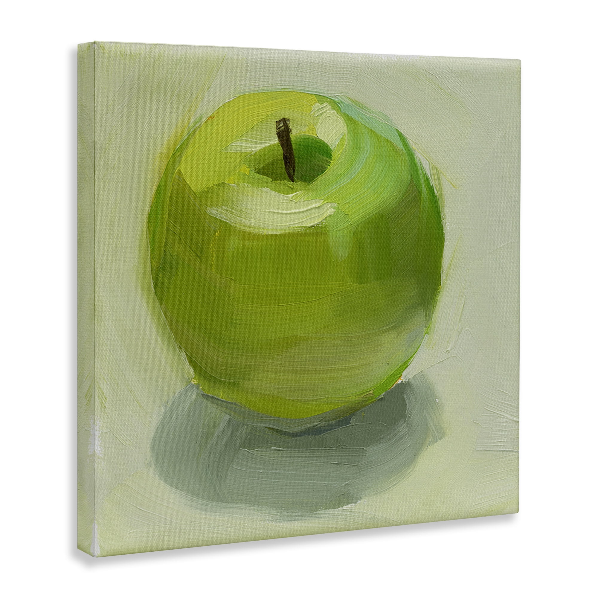 Stupell Industries Juicy Green Apple Food & Beverage Painting Wrapped Canvas Art Print Wall Art, 17 x 17