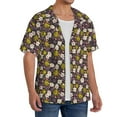 thumbnail image 2 of KLL Flowers Daisy Print Men's Shirt Short Sleeve Button Down Summer Cuba Beach Shirts- Large, 2 of 5