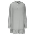 thumbnail image 4 of Girls Sweatshirt Dress Half Zip Long Sleeve Ruffled Hem Midi Hoodie Dresses Causal Loose Stylish Clothes (7 Years, Gray), 4 of 9