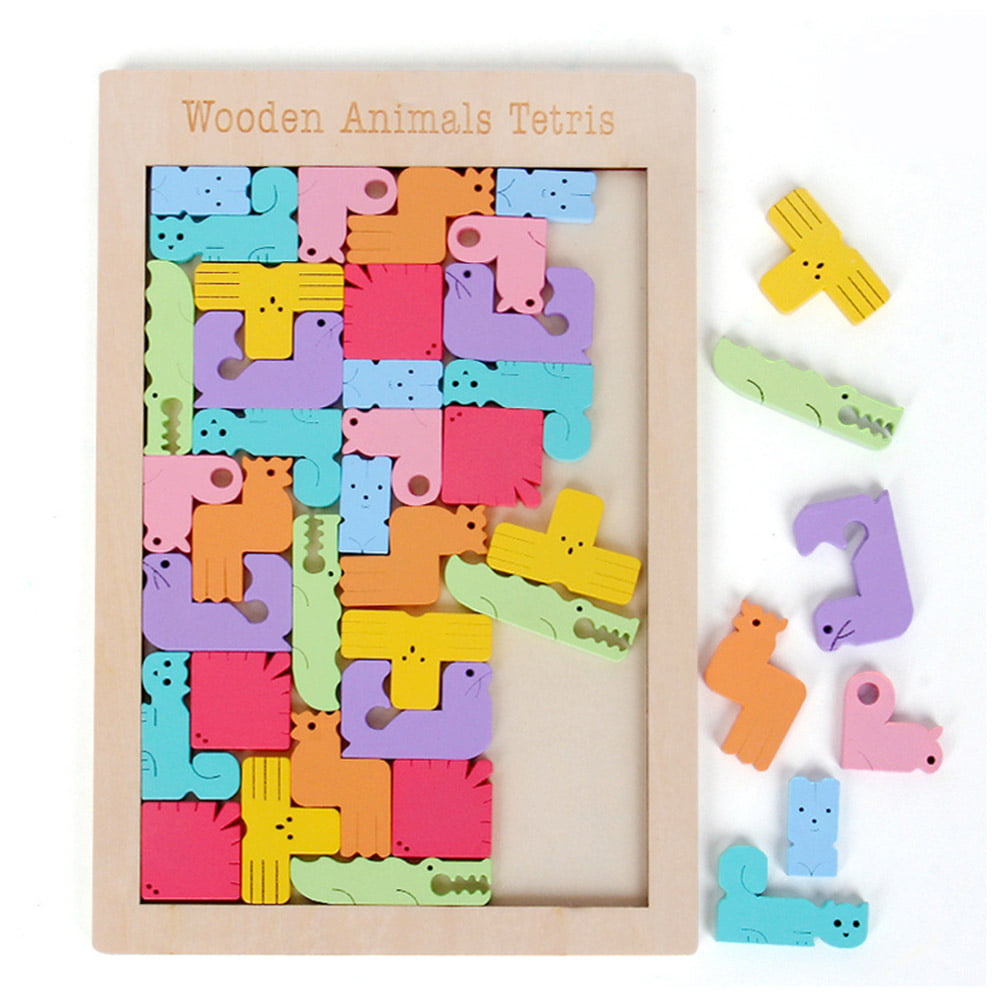Wooden Tetris Building Block Puzzle Montessori Preschool Educational Toys Gifts 