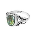 thumbnail image 3 of Elegant Vintage Oval Shaped Abalone Shell on .925 Sterling Silver Ring - 9, 3 of 6