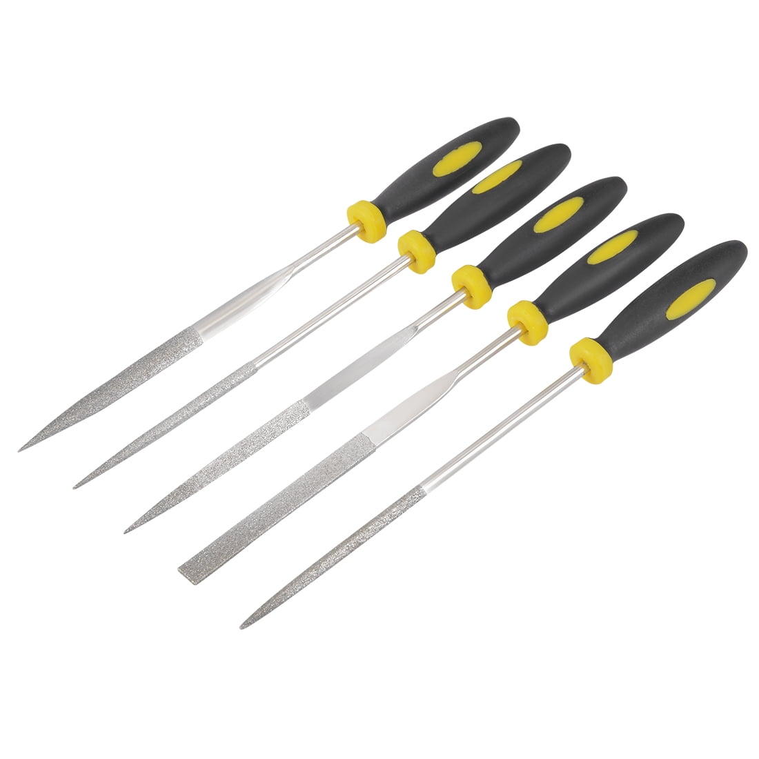 5Pcs Diamond Needle File Set with Rubber Handle, 3mm x 150mm