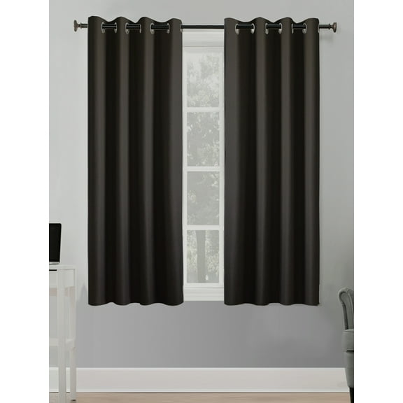 Better Homes & Gardens Solid Herringbone Blackout Curtain Panel, 1 Panel, Black, 50" W x 63” L