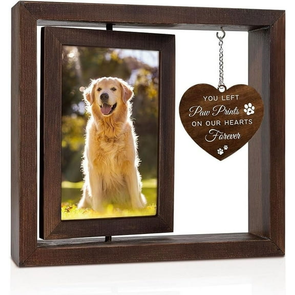 Pet Memorial Gift for Dog Cat-Rotatable 4x6 Photo Wooden Photo Frame-Dog Bereaved Memorial Gift-Dog Bereaved Sympathy Gift-Dog Bereaved Memorial Photo Frame