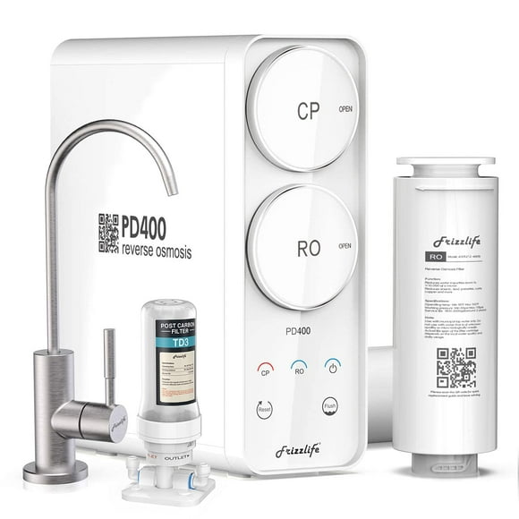 Reverse Osmosis System - Tankless 400 GPD Drinking Water Filtration System, Quick Twist Under Sink RO Filter, with TD-3 Post Carbon Filter