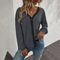 thumbnail image 2 of Vedolay Womens Fashion Button Down V Neck Soft Knit Cardigan Sweaters Dark Gray,M, 2 of 5