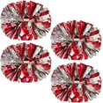 thumbnail image 1 of 4 Pack Cheerleading Pom Poms,metallic Cheer Pom Poms With Training Baton Handle, 1 of 5