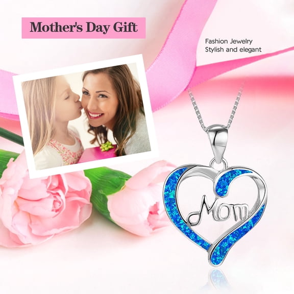 FENGGHAO Mothers Day Sterling Silver Heart Mom Pendant Necklace Hypoallergenic Alloy Love Jewelry Gift for Women Birthday Anniversary