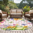 thumbnail image 4 of Watercolor Floral Truck Round Area Rug 6Ft Washable Circle Rugs for Bathroom Office, Spring Garden Butterflies Pink Plaid Non-Slip Carpet Floor Mats Indoor Outdoor Carpet Runner Aesthetic Home Decor, 4 of 8