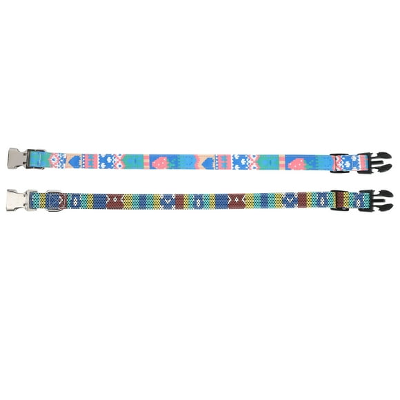 Bohemian Pet Collar Adjustable Dog Cat Colorful Collar with Quick Release Free Engraved BuckleSpotted Blue + Strawberry L