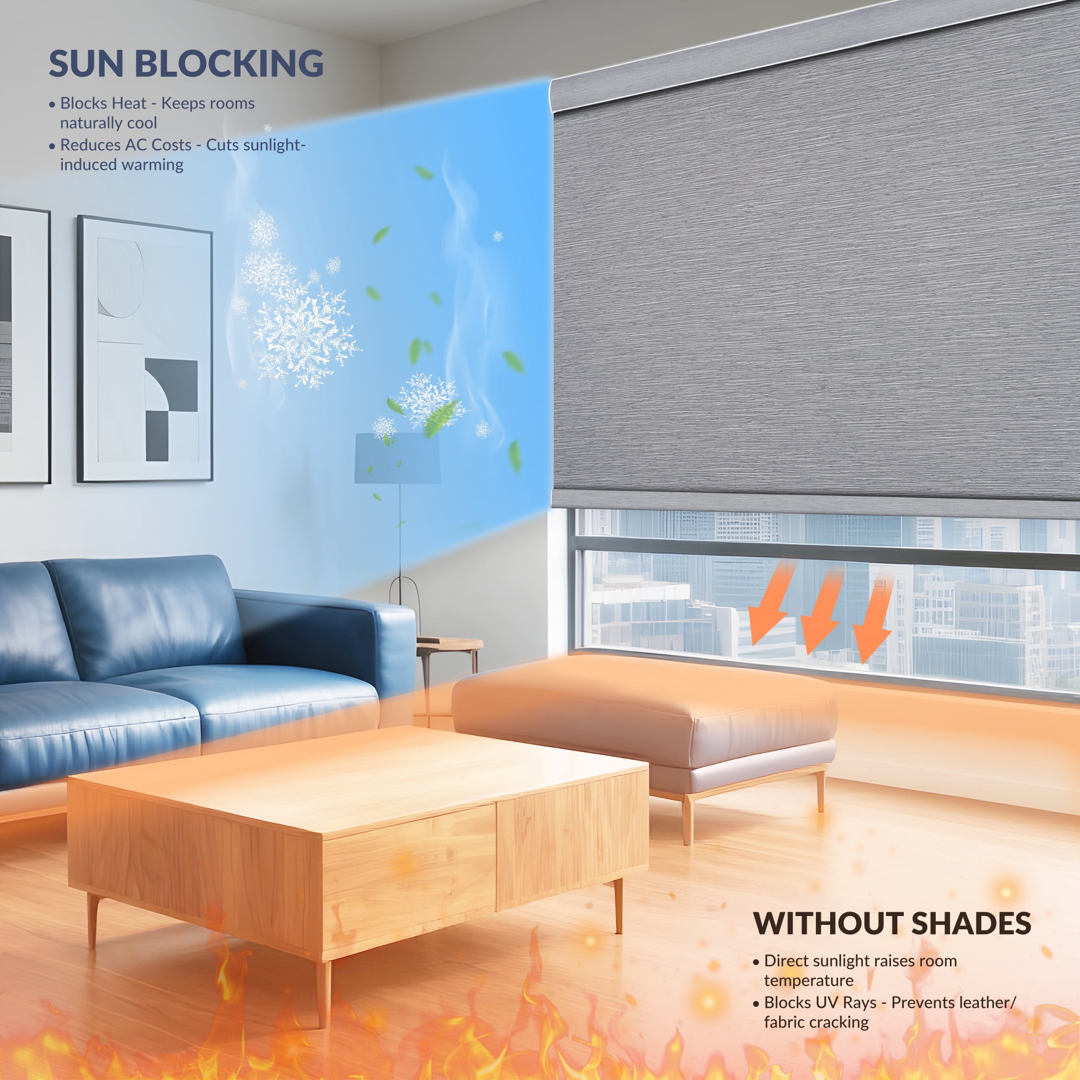 Blackout Roller Shades for Windows,Cordless,Roller Blinds for Windows,Thermal Insulated Fabric Window Blinds for Home,Office,Bedroom,Door, Grey, 25"W x 72"H
