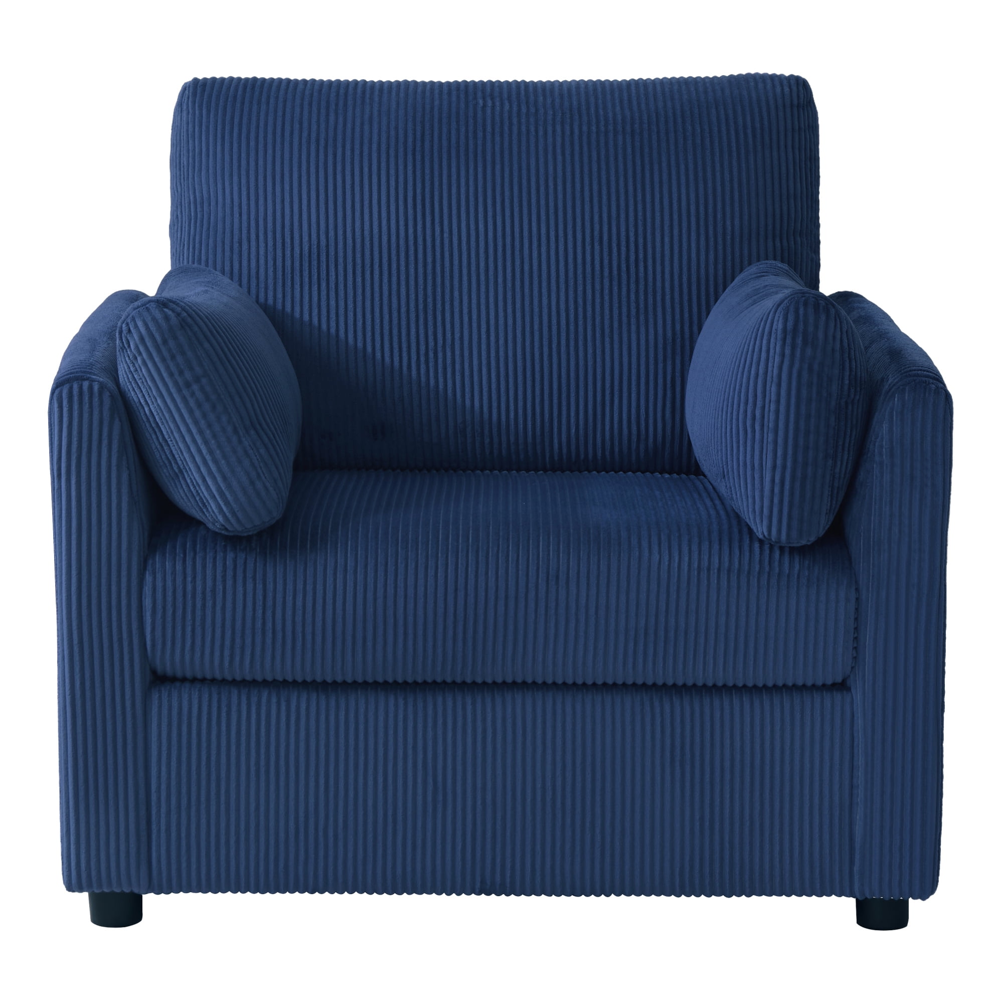 Leumius Corduroy Accent Chair, Modern Upholstered Single Sofa Armchair with 2 Pillows and Side Storage Pockets,Comfy Oversized Reading Chair for Living Room, Bedroom, Apartment,Gray