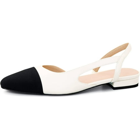 Slingback Flats for Women  Round Toe Low Heel Sandals Fashion Splicing Dress Shoes for Women