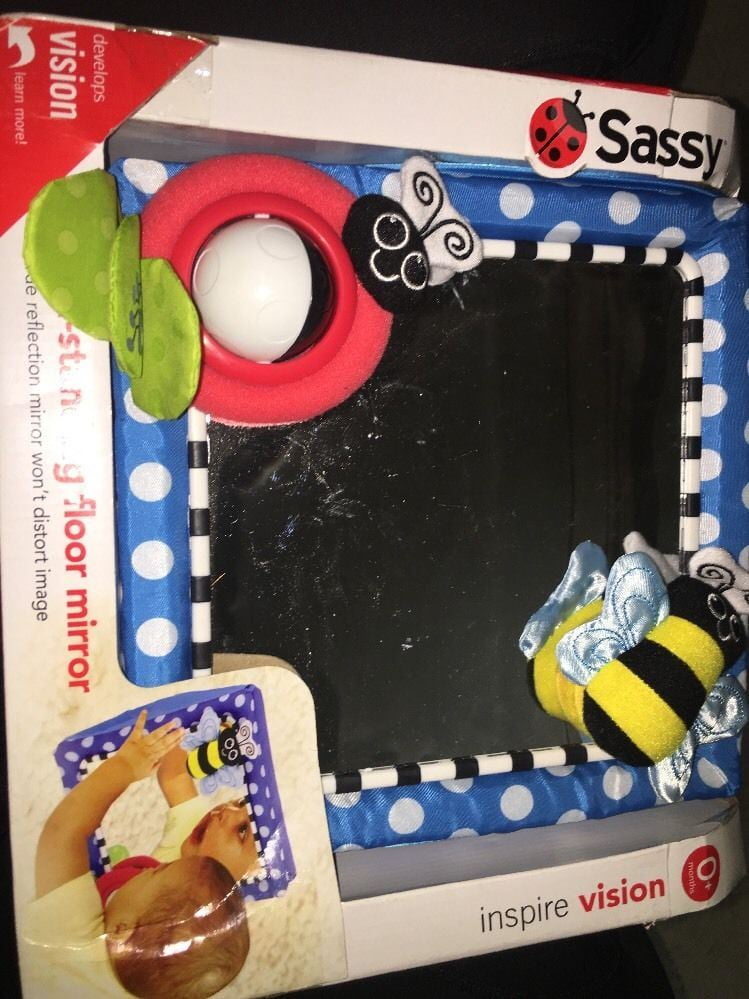 Sassy Baby Self Standing Floor Mirror Blue Open Package Item New
