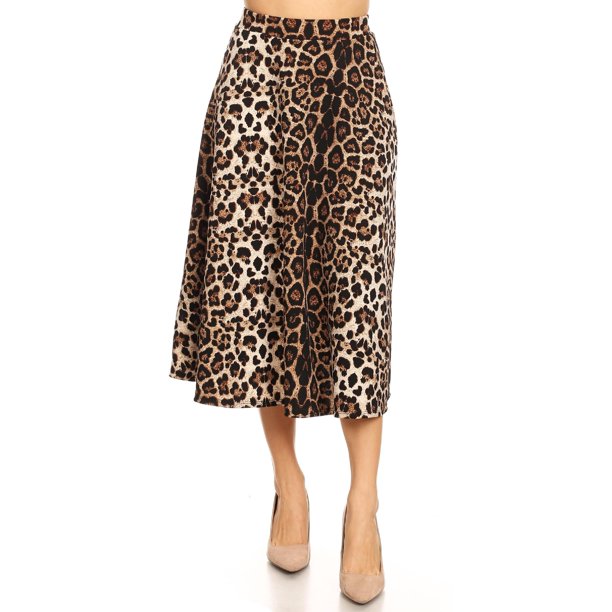 Women's Basic Casual Elastic Waist A-line Solid Flared Midi Skirt S-3XL ...