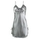 thumbnail image 1 of Noche de seda sexy para mujeres con encaje, vestido de pijama gris-lace M, 1 of 6