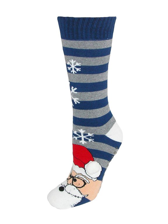 Womens Socks Christmas Pattern Slipper Sock Holiday Socks, Santa, Size: One Size