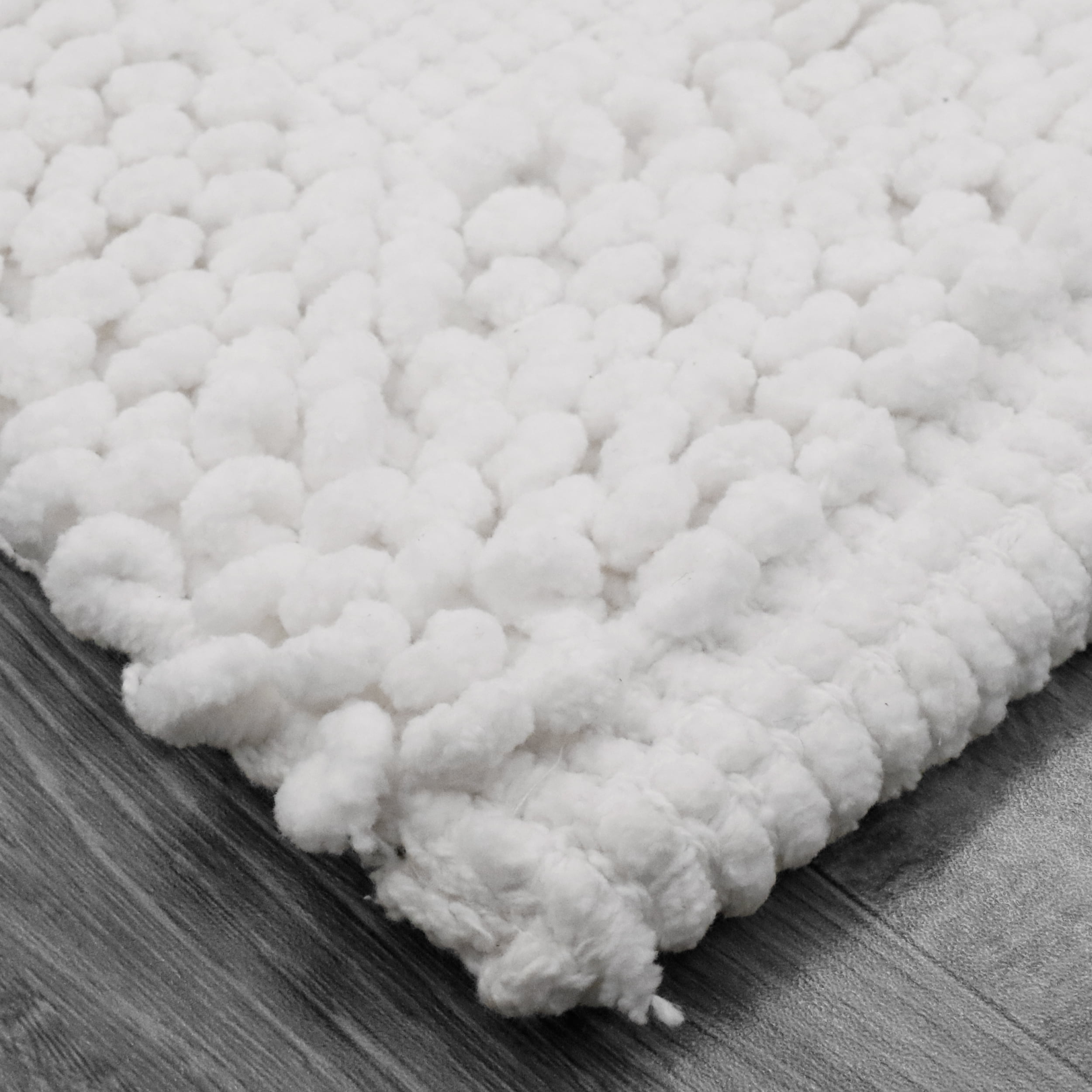 Jean Pierre New York Sophie Border 100% Cotton Bath Mat - Non-Slip Bath Rug - White - 17" x 24"