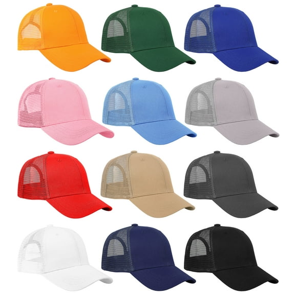 Falari 12 Pack Bulk Wholesale Mesh Trucker Hats 6 Panel Baseball Caps for Men and Women - Assorted Group 1