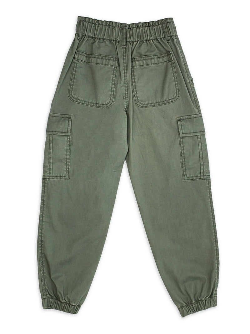 【WONDER WONDER】Solinder wool pocket cargo wide jogger PT Wonder Nation Girls Paperbag Waist Cargo Jogger Pants, Green