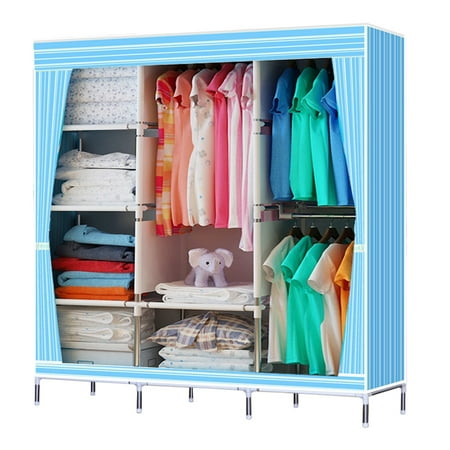 49” Portable Closet Storage Organizer Wardrobe Clothes Rack With ... 49” Portable Closet Storage Organizer Wardrobe Clothes Rack With ...