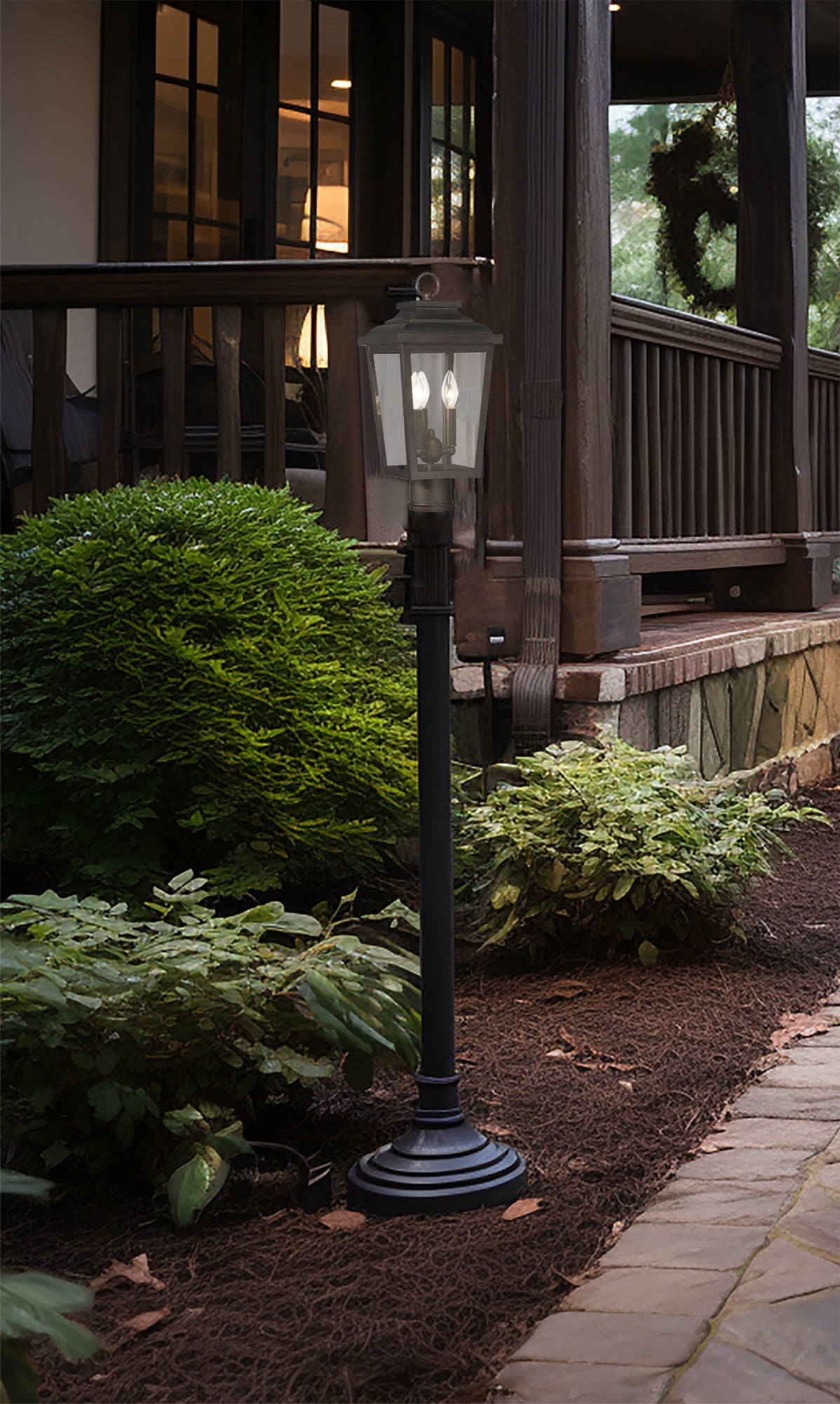 Minka Lavery - Irvington Manor - 3 Light Outdoor Post Mount-18 Inches Tall and