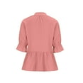 thumbnail image 5 of ATOYSOY Women's Casual Elegant Shirts Ruffle Loose Babydolls Tops 3/4 Sleeve Tees Fall Winter Fashion V Neck Dressy Sweatshirts Outwear Pullover Pockets Workout Pink M, 5 of 6