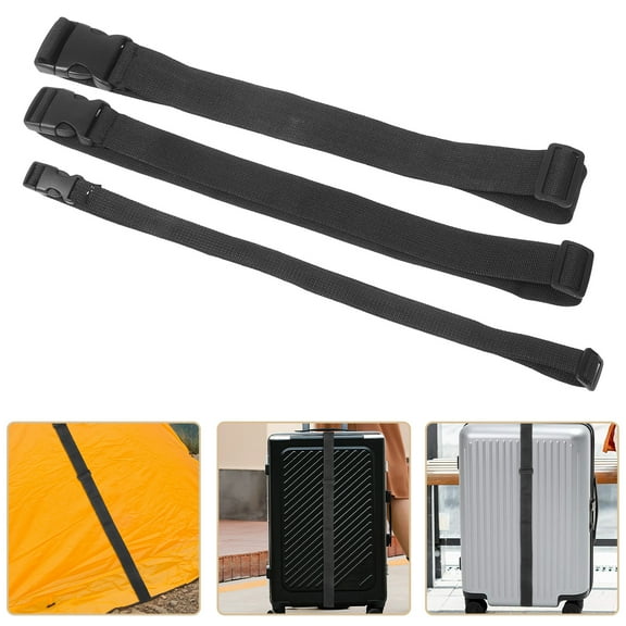 Fanny Pack Extenders- 3-Pack Adjustable Belt Strap (6-12" Length, Black Nylon with Buckle)