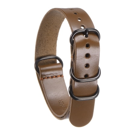 Uxcell Genuine Leather Watch Band 16mm Quick Release Watch Strap with Black Metal Buckle for Men Women, Light Brown